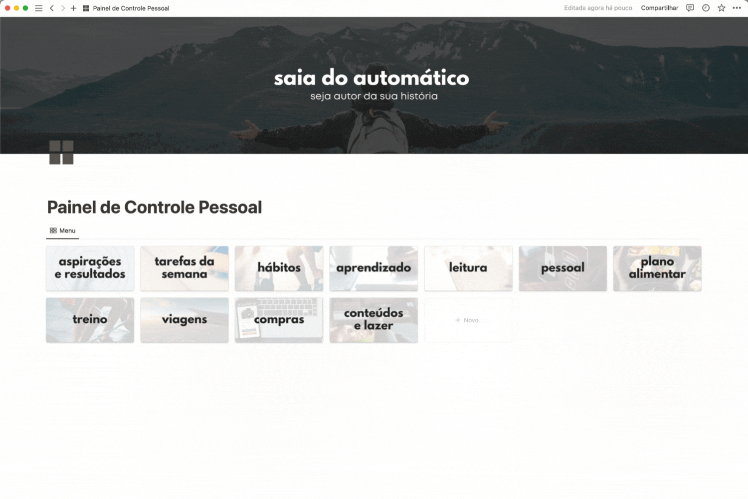 Painel de Controle Pessoal - Template Notion - Irwin Ronacher