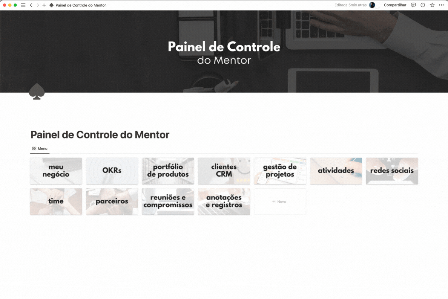Painel de Controle do Mentor - Template Notion - Irwin Ronacher